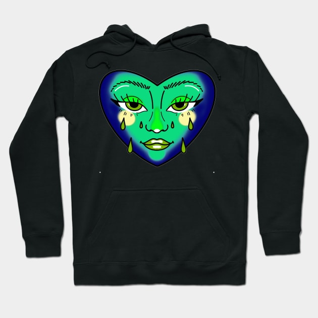 blue and green crying heart tattoo cute gift Hoodie by AnanasArt